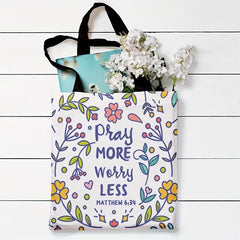 Floral Print Canvas Bag Lightweight Shoulder Bag Handbag For Work