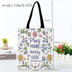 Floral Print Canvas Bag Lightweight Shoulder Bag Handbag For Work