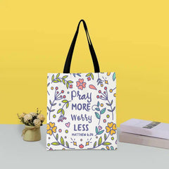 Floral Print Canvas Bag Lightweight Shoulder Bag Handbag For Work