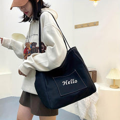 Large Capacity Canvas Tote Bag Lightweight Shoulder Casual Commuter Bag