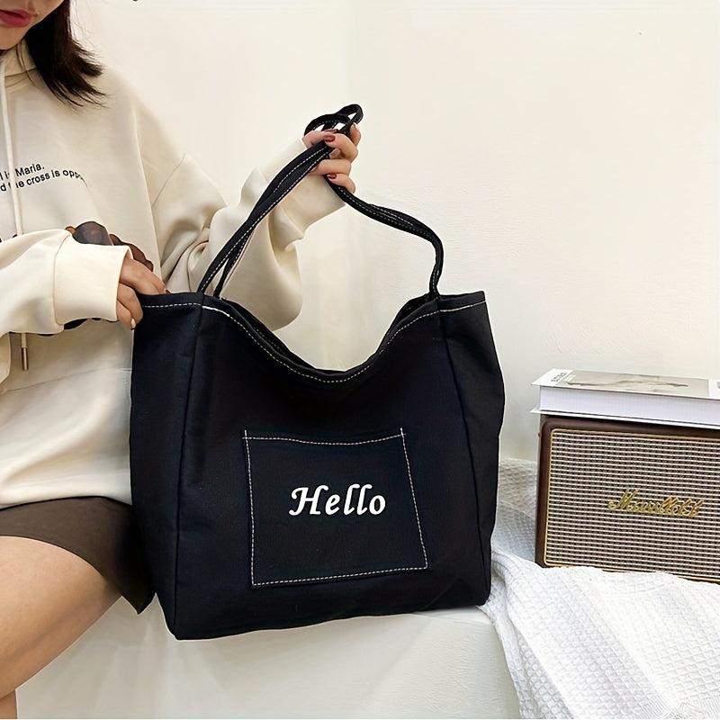 Large Capacity Canvas Tote Bag Lightweight Shoulder Casual Commuter Bag