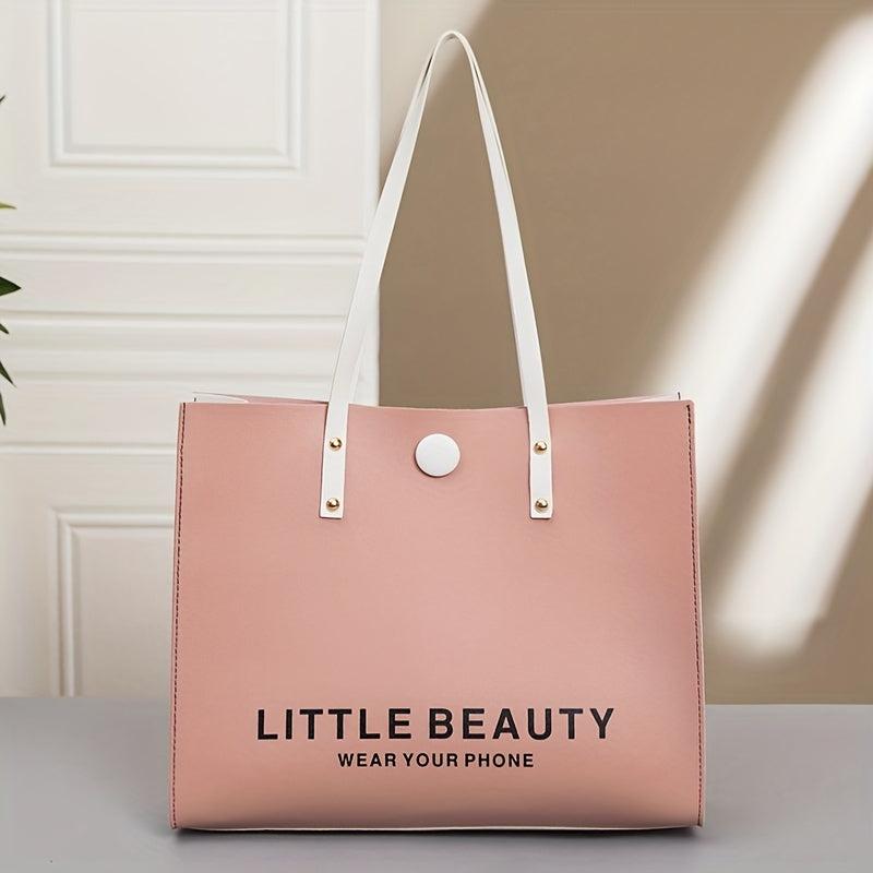 Women's Letter Print Shoulder Bag Handbag All Match Stylish Tote Bag