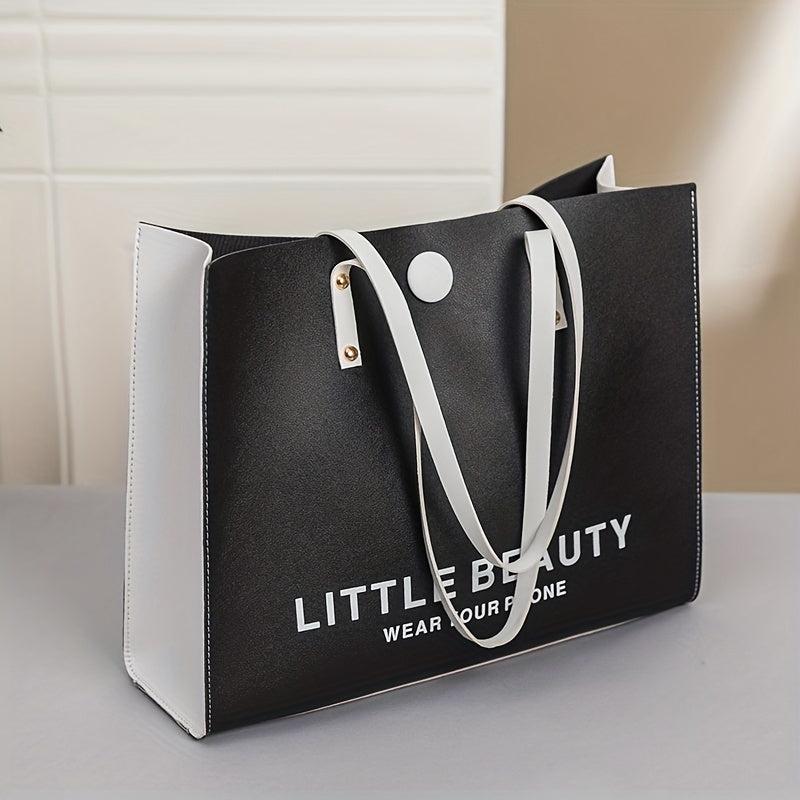 Women's Letter Print Shoulder Bag Handbag All Match Stylish Tote Bag