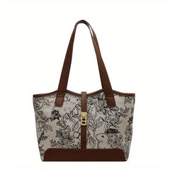 Ethnic Style Flower Embroidery Tote Bag Large Capacity Shoulder Bag