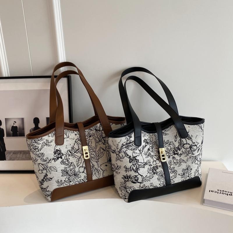 Ethnic Style Flower Embroidery Tote Bag Large Capacity Shoulder Bag