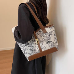 Ethnic Style Flower Embroidery Tote Bag Large Capacity Shoulder Bag