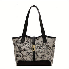 Ethnic Style Flower Embroidery Tote Bag Large Capacity Shoulder Bag