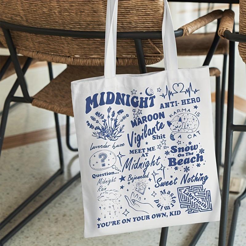 Midnight Pattern Canvas Shoulder Bag Lightweight Versatile Handbag