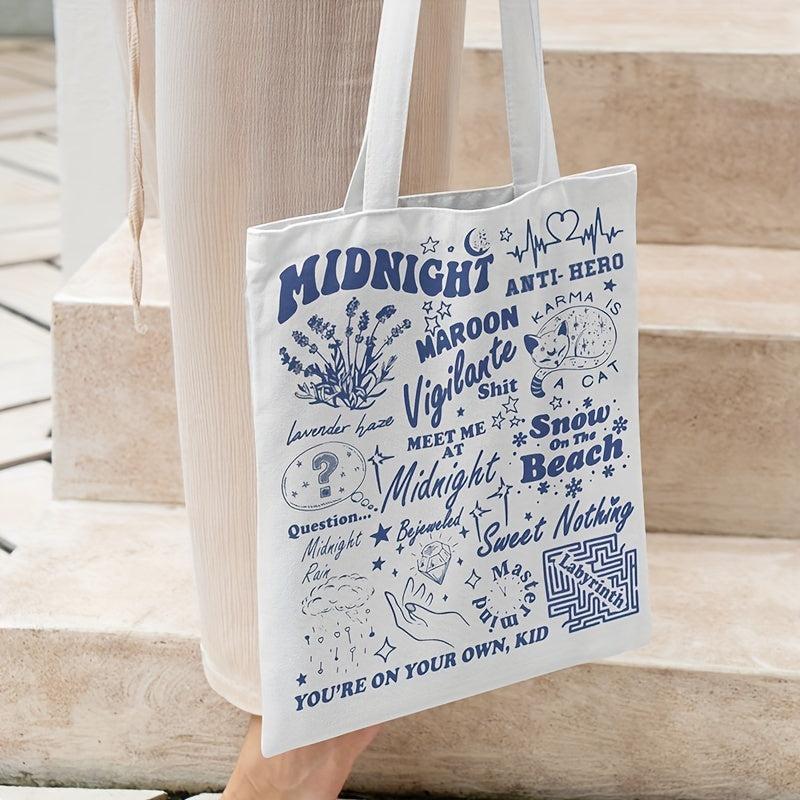 Midnight Pattern Canvas Shoulder Bag Lightweight Versatile Handbag