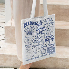 Midnight Pattern Canvas Shoulder Bag Lightweight Versatile Handbag