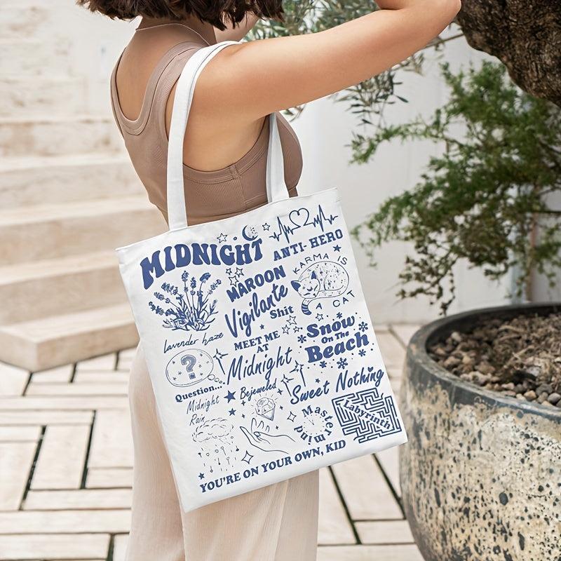 Midnight Pattern Canvas Shoulder Bag Lightweight Versatile Handbag