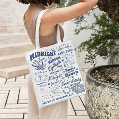 Midnight Pattern Canvas Shoulder Bag Lightweight Versatile Handbag