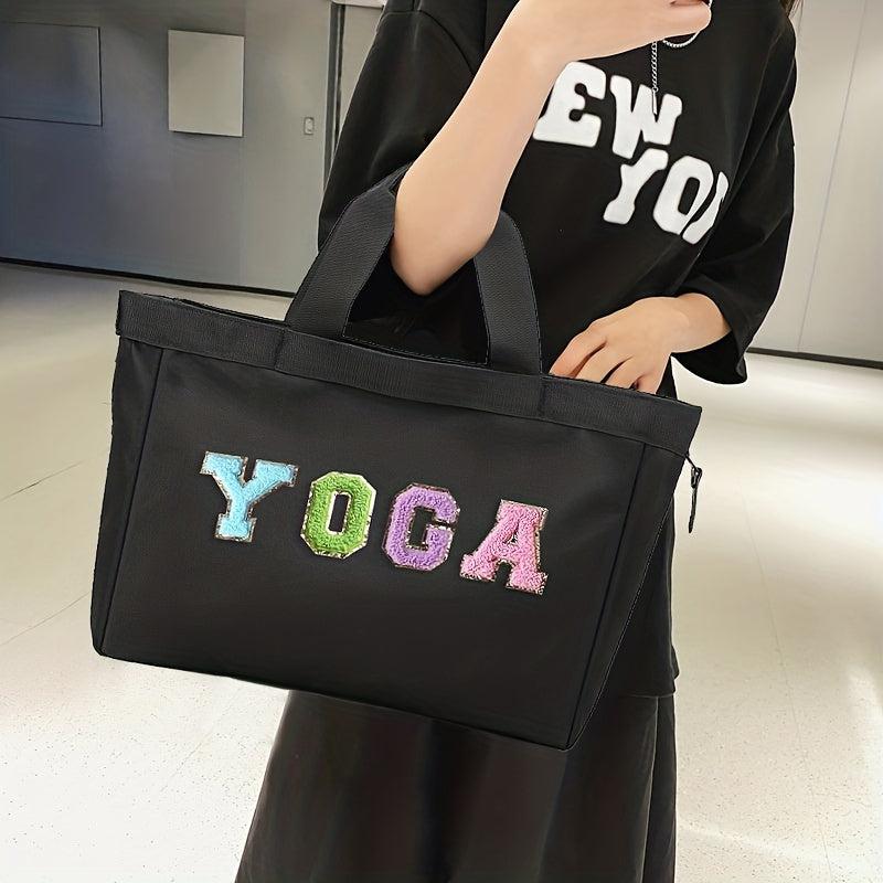 Chenille Letter Travel Tote Bag Large Capacity Casual Shoulder Bag