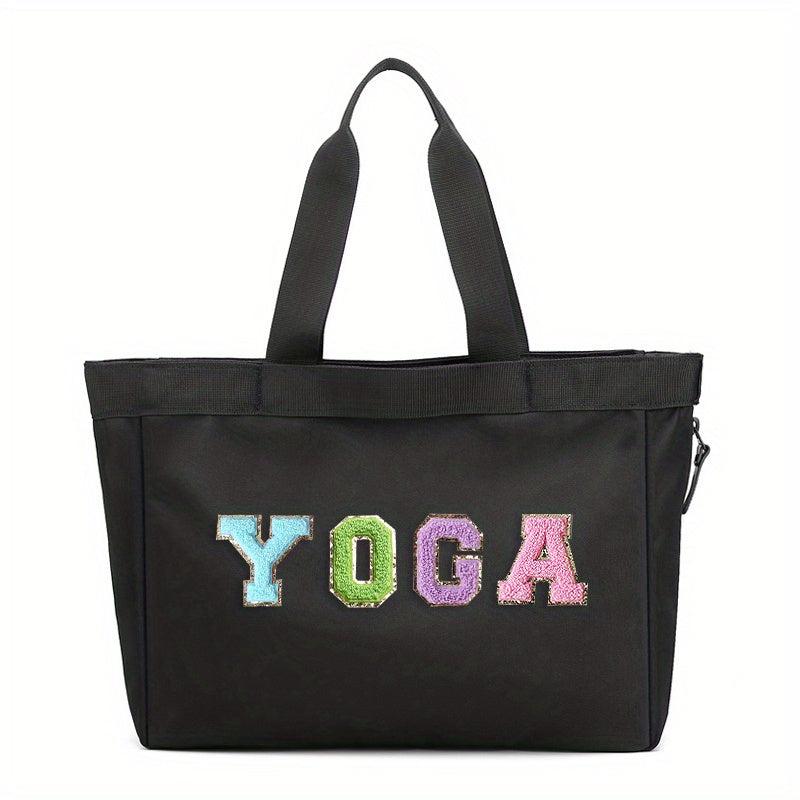 Chenille Letter Travel Tote Bag Large Capacity Casual Shoulder Bag