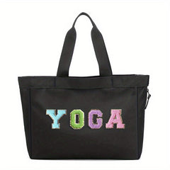 Chenille Letter Travel Tote Bag Large Capacity Casual Shoulder Bag