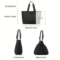 Chenille Letter Travel Tote Bag Large Capacity Casual Shoulder Bag