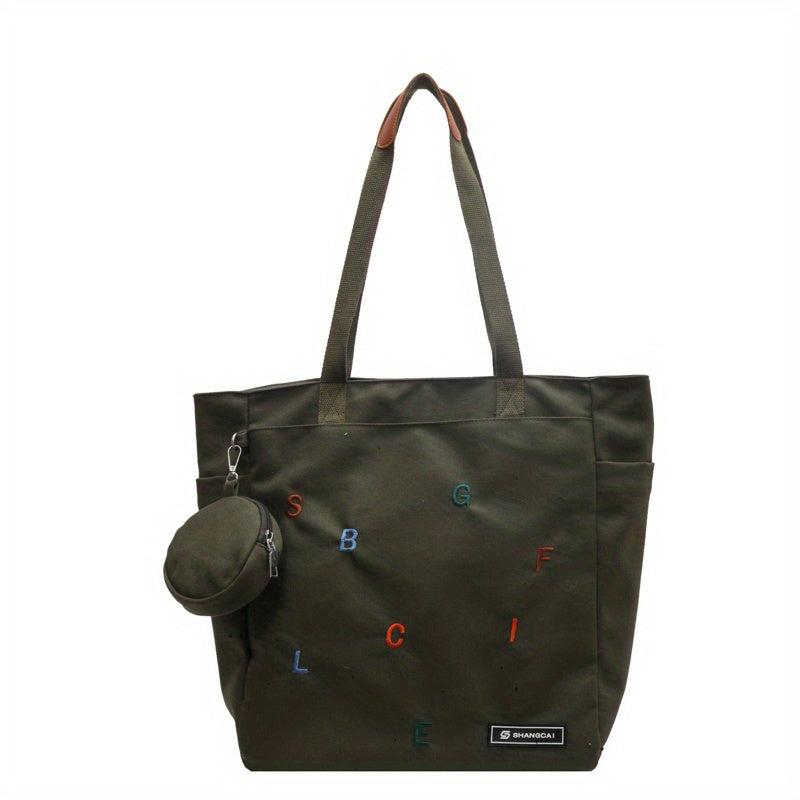 Colorful Letter Embroidered Tote Bag All Match Shoulder Bag