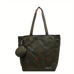 Colorful Letter Embroidered Tote Bag All Match Shoulder Bag