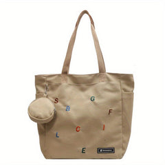 Colorful Letter Embroidered Tote Bag All Match Shoulder Bag