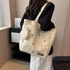 Colorful Letter Embroidered Tote Bag All Match Shoulder Bag