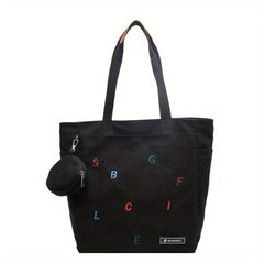 Colorful Letter Embroidered Tote Bag All Match Shoulder Bag