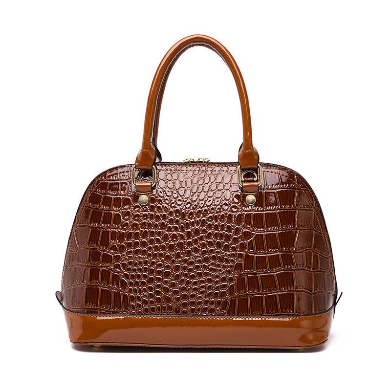 Crocodile Embossed Shell Handbag Crossbody Bag Top Handle Satchel Purse