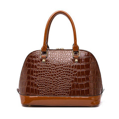 Crocodile Embossed Shell Handbag Crossbody Bag Top Handle Satchel Purse