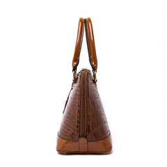 Crocodile Embossed Shell Handbag Crossbody Bag Top Handle Satchel Purse