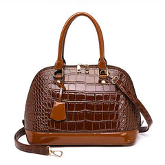 Crocodile Embossed Shell Handbag Crossbody Bag Top Handle Satchel Purse