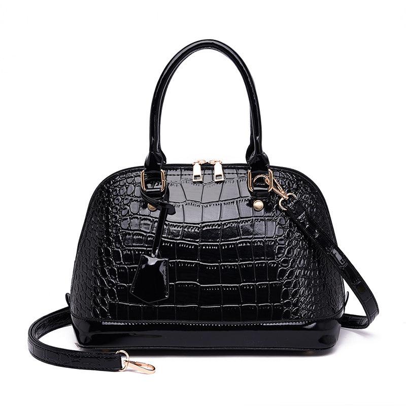 Crocodile Embossed Shell Handbag Crossbody Bag Top Handle Satchel Purse