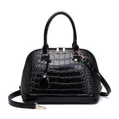 Crocodile Embossed Shell Handbag Crossbody Bag Top Handle Satchel Purse