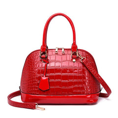 Crocodile Embossed Shell Handbag Crossbody Bag Top Handle Satchel Purse