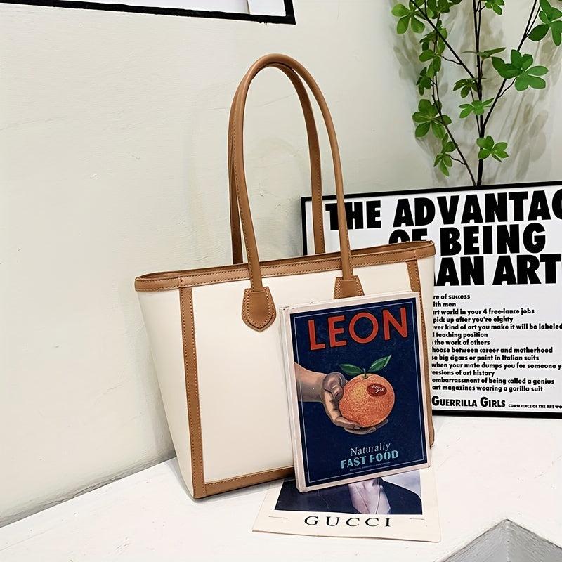 Colorblock Stylish Tote Shoulder Bag Large Capacity Storage Bag
