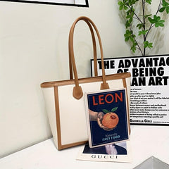 Colorblock Stylish Tote Shoulder Bag Large Capacity Storage Bag