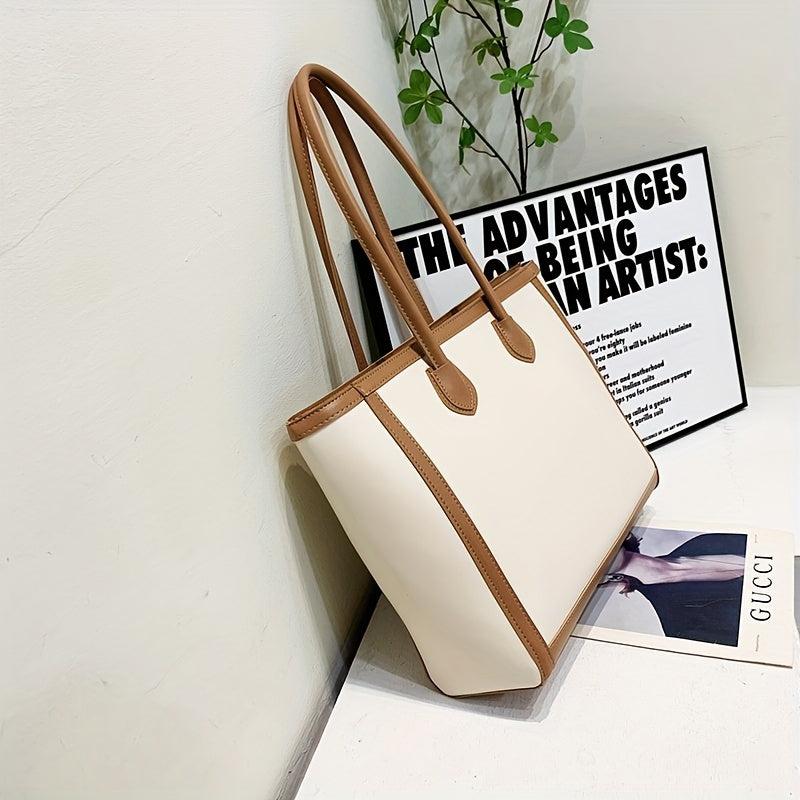Colorblock Stylish Tote Shoulder Bag Large Capacity Storage Bag