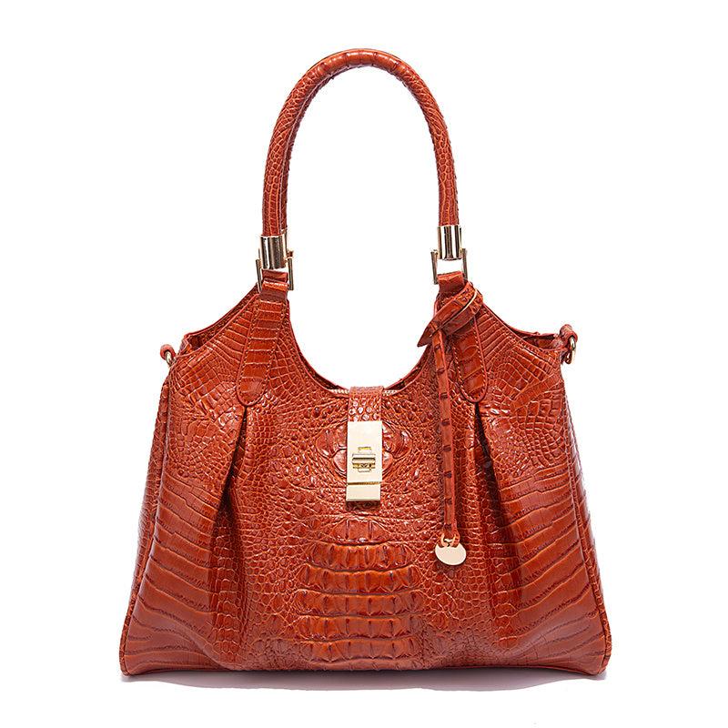 Crocodile Pattern Tote Bag Retro Style Handbag For Work & Office
