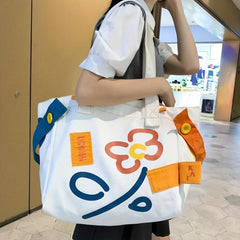 Cartoon Flower Tote Bag Large Capacity Hobo Bag
