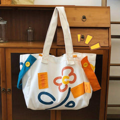 Cartoon Flower Tote Bag Large Capacity Hobo Bag