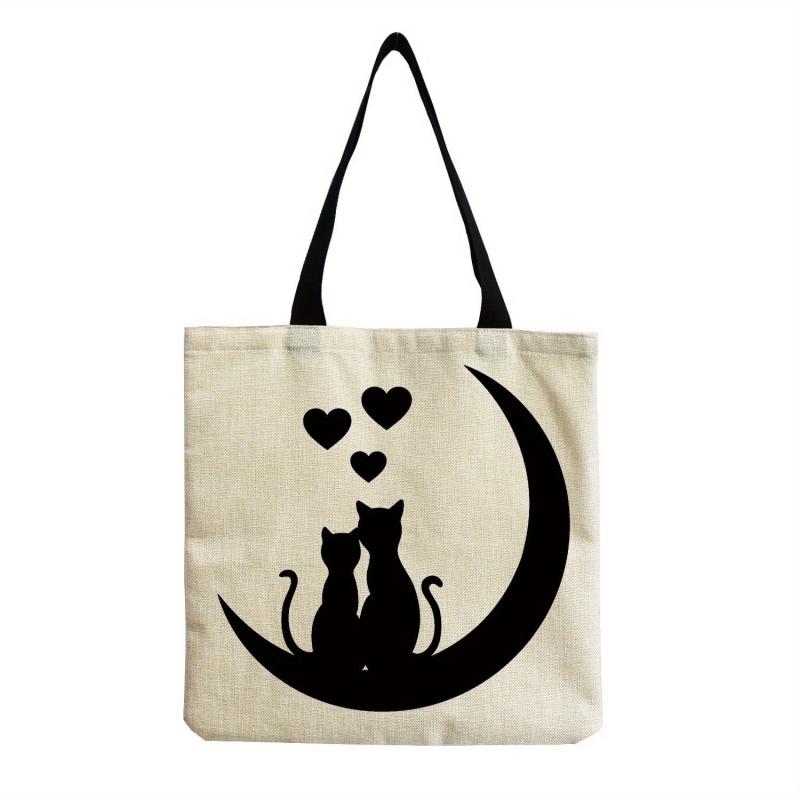 Cats Printed Large Capacity Tote Bag Lightweight Shoulder Bag