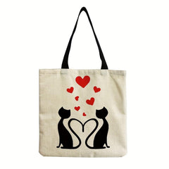 Cats Printed Large Capacity Tote Bag Lightweight Shoulder Bag