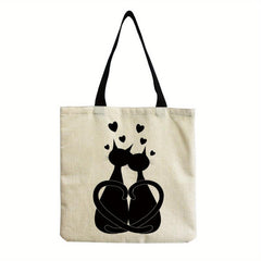 Cats Printed Large Capacity Tote Bag Lightweight Shoulder Bag