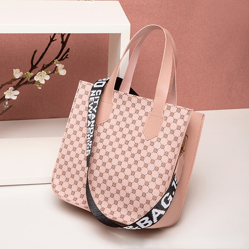 Faux Leather Shoulder Bag with Zipper Closure