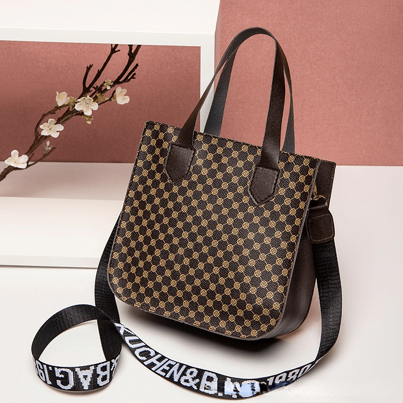 Faux Leather Shoulder Bag with Zipper Closure