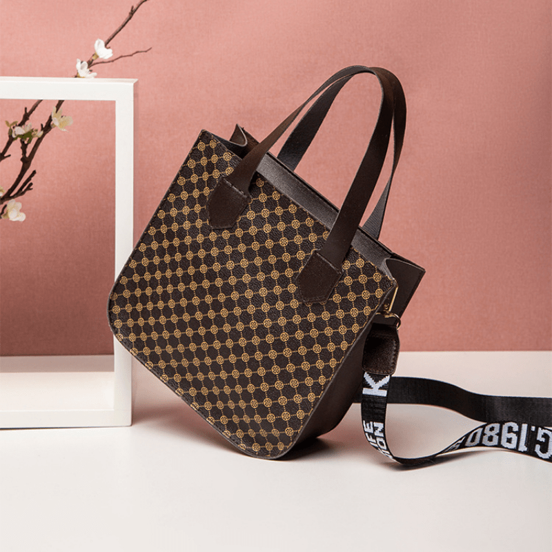 Faux Leather Shoulder Bag with Zipper Closure