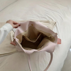 Plush Pendant Chequer Large Capacity Tote Bag PU Leather Shoulder Bag