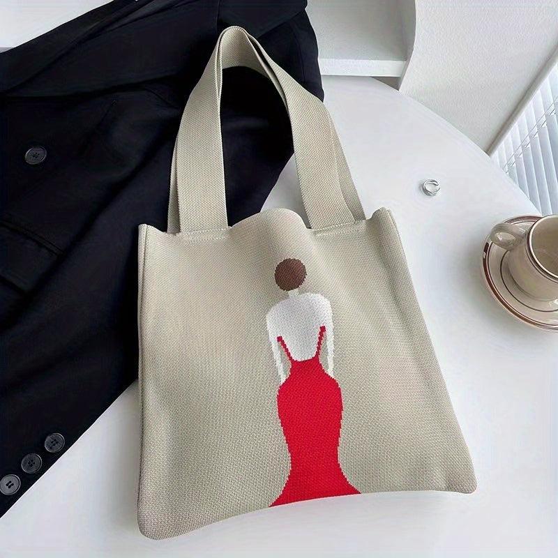 Knitted Tote Bag Large Capacity Shoulder Bag Women's Casual Handbag
