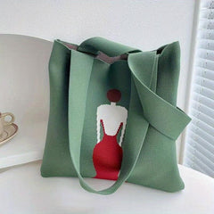 Knitted Tote Bag Large Capacity Shoulder Bag Women's Casual Handbag