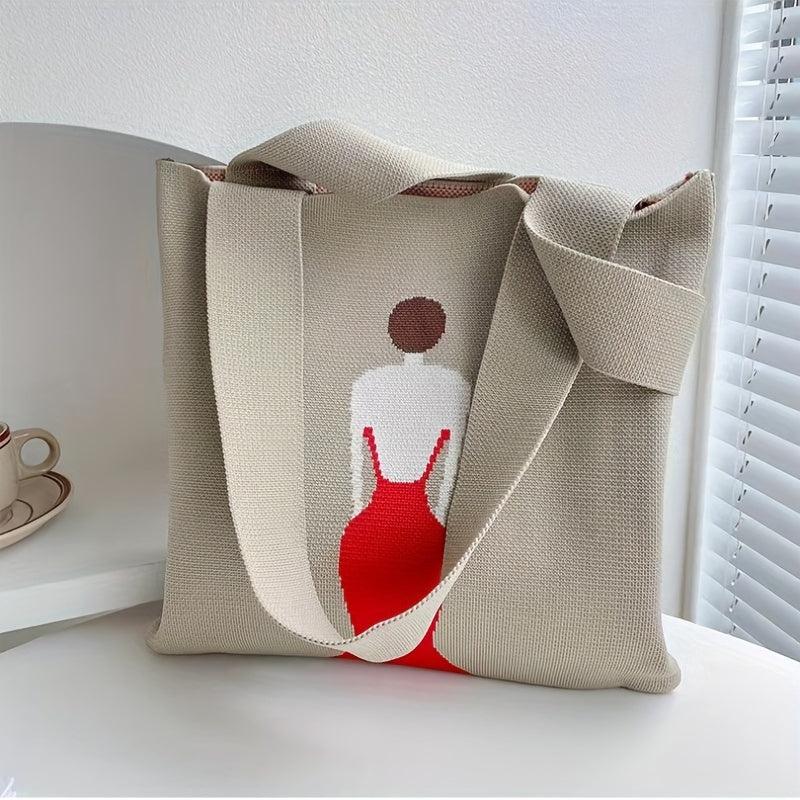Knitted Tote Bag Large Capacity Shoulder Bag Women's Casual Handbag
