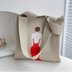 Knitted Tote Bag Large Capacity Shoulder Bag Women's Casual Handbag