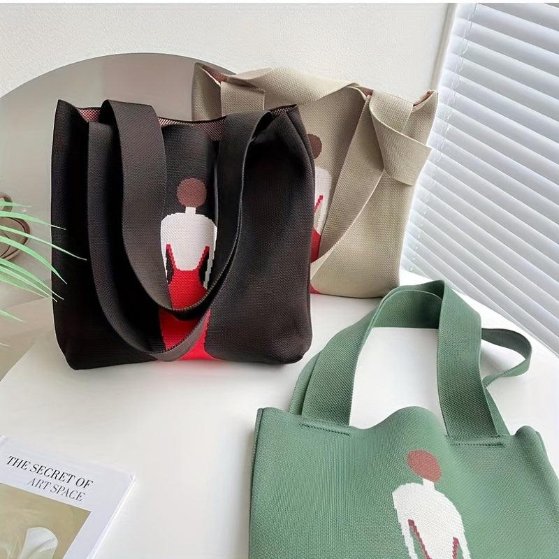 Knitted Tote Bag Large Capacity Shoulder Bag Women's Casual Handbag
